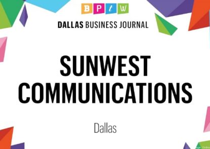 Sunwest Communications Dallas Business Journal best places to work award badge